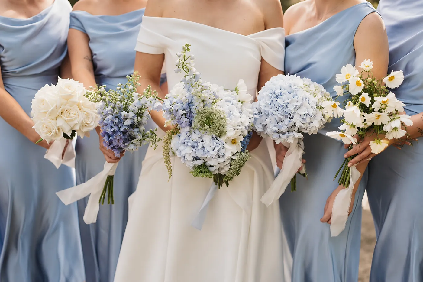 Pastel wedding bouquets.
